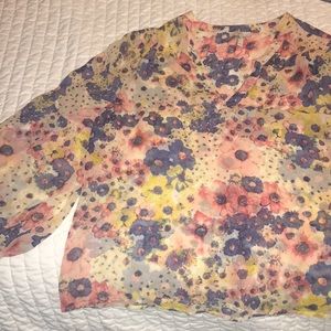 JOIE sheer floral blouse